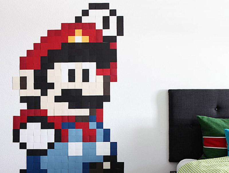 Pixel wall art - Mario gets SUPER sized