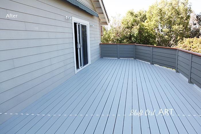 Deck off the master - repaired, planed, painted.  