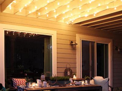 How to: hanging globe lights over the patio dining area