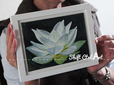 A white lotus flower - acrylic and oil paint on canvas