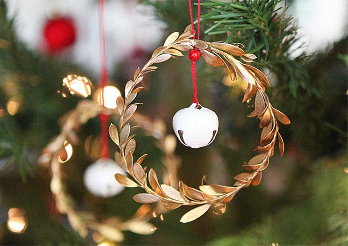 Jingle Mingle: leaf and jingle bell ornaments