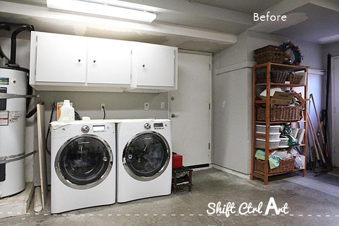 Laundry nook in garage make-over - before and demo