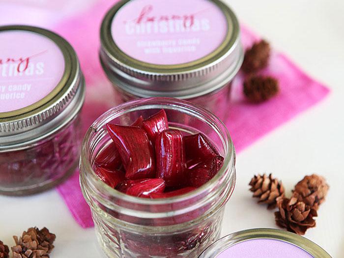 handmade berry candy with liquorice in tie dyed gift bags